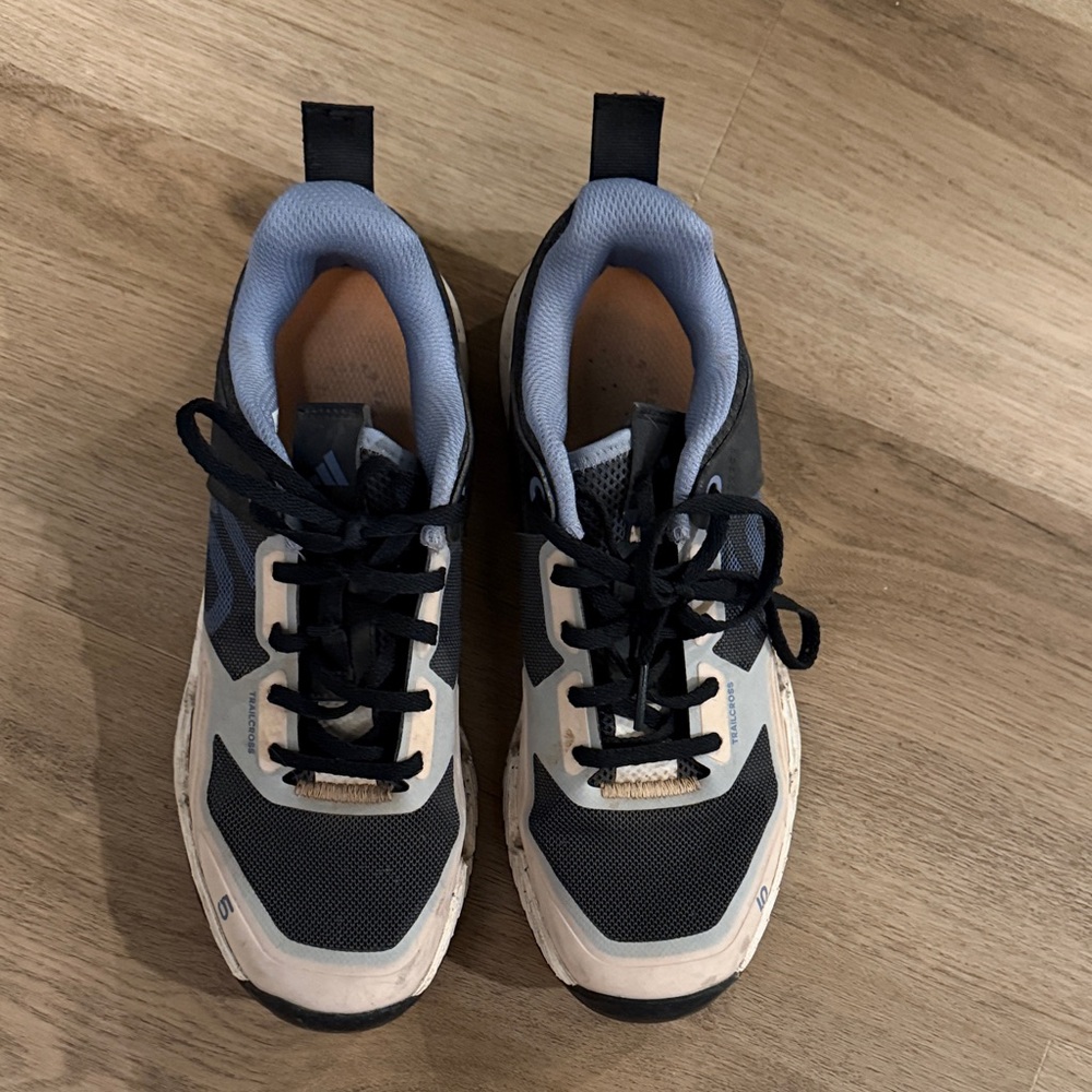 adidas Black, Cream and Light Blue Athletic Shoes